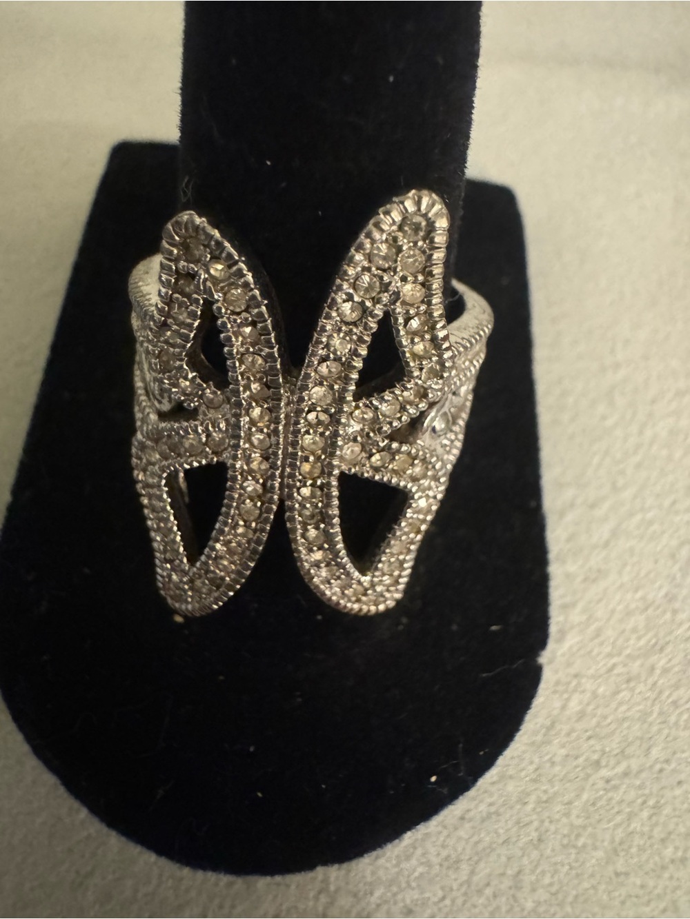 Avon Silver-Tone Pave Butterfly Ring